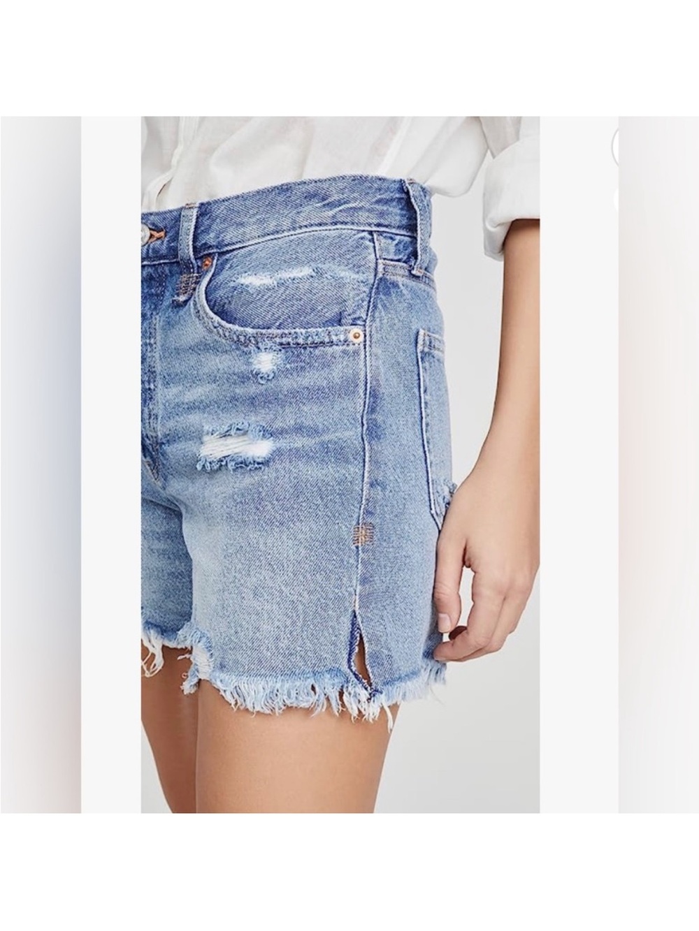 Free People makai button fly cutoff distressed denim shorts 28(6) - Picture 4 of 8